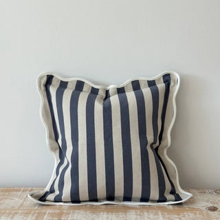 Emmie Navy Stripe Scalloped Edge Cushion Cover - CharlesTed Home