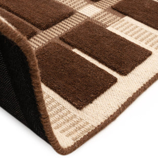 Fable hand tufted wool rug in chocolate, pile detail