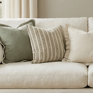 Farrow Olive Stripe Poly Cotton Cushion Cover - CharlesTed Home