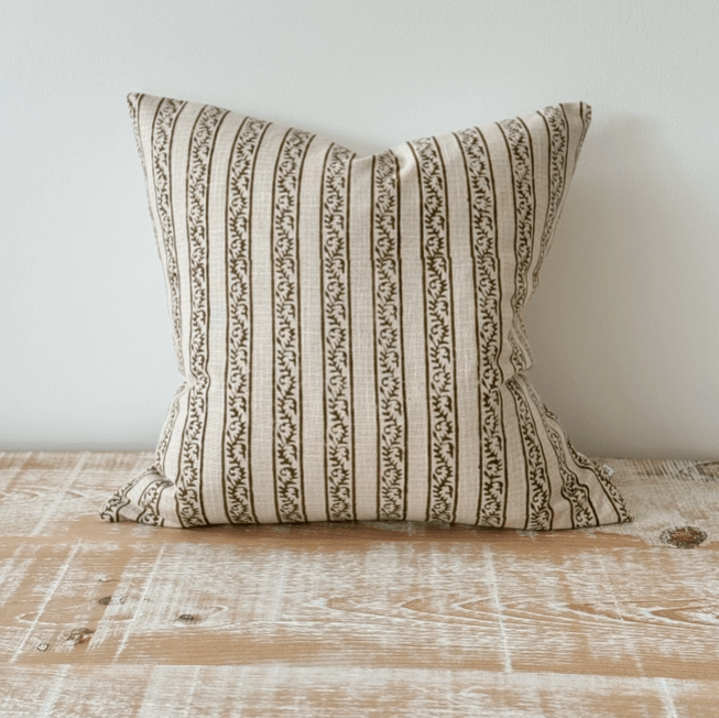 Farrow Olive Stripe Poly Cotton Cushion Cover - CharlesTed Home