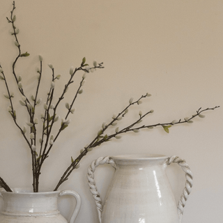 Faux Pussy Willow Stems with Green Leaves - CharlesTed Home