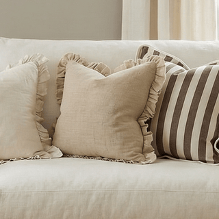 Georgie Sand Ruffled Edge Linen Cushion Cover - CharlesTed Home