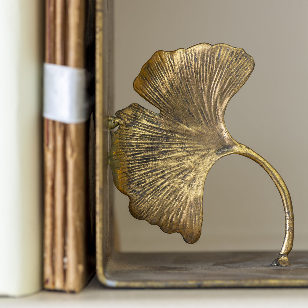 Elegant golden ginkgo leaf decorative book holder
