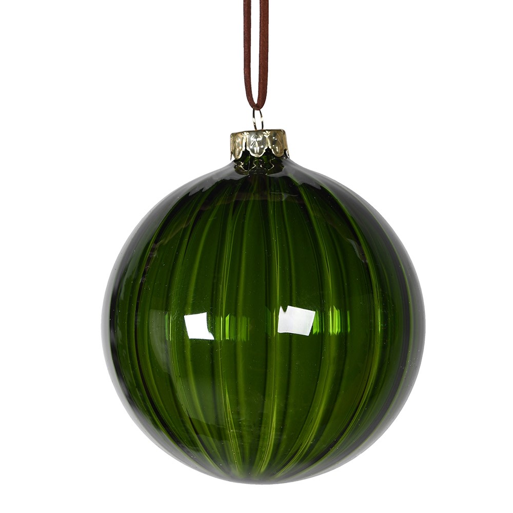 Green Glass Ribbed Bauble Set of Six CharlesTed Home