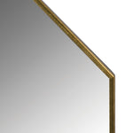 A stunningly crafted hexagon shaped mirror with gold frame.