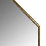A stunningly crafted hexagon shaped mirror with gold frame.