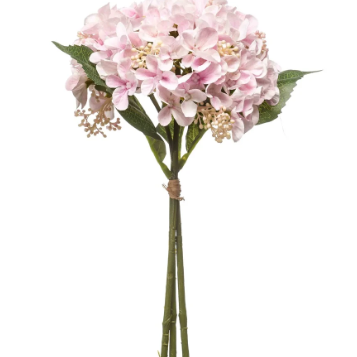 A pretty pink Hydrangea posy featuring three full stems