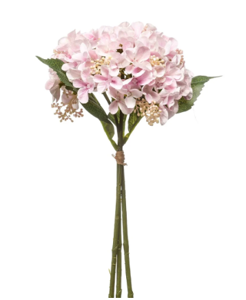 A pretty pink Hydrangea posy featuring three full stems
