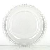 Made from moulded glass these plates feature on their outer edge lovely small glass beads. 