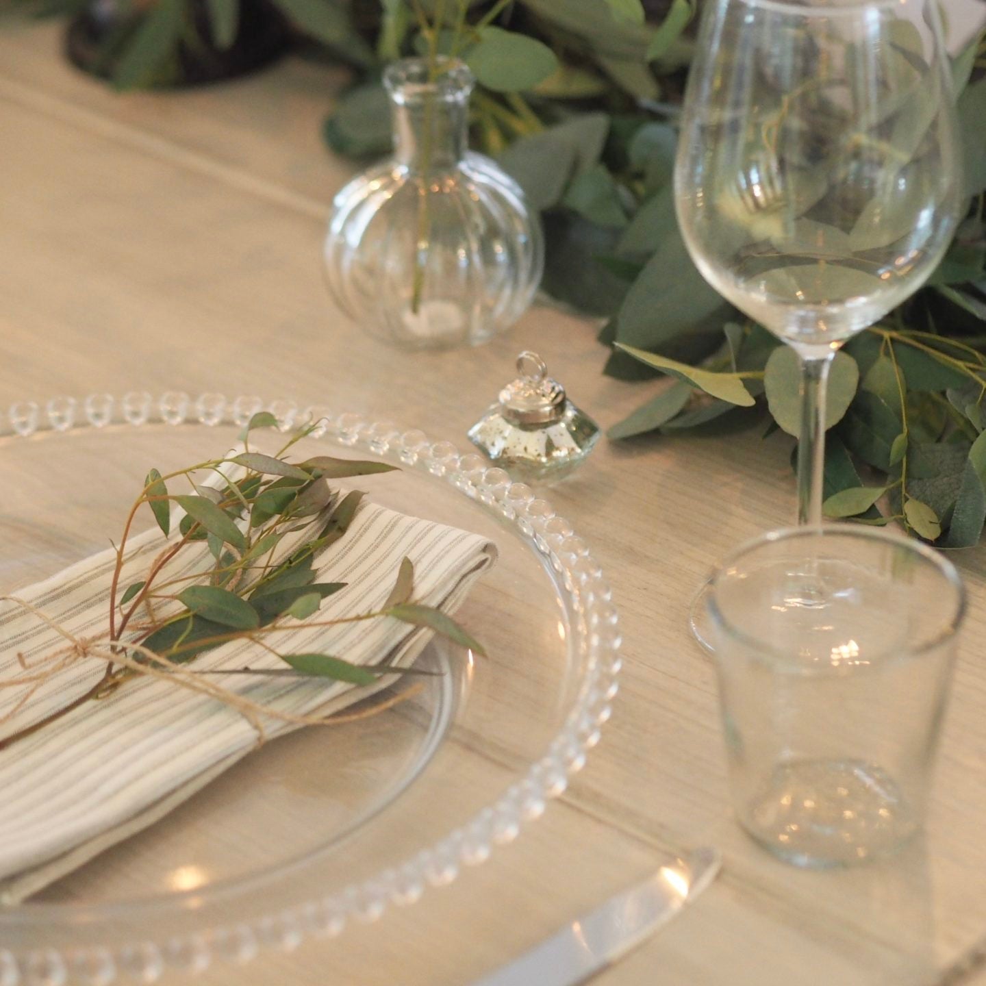 Made from moulded glass these plates feature on their outer edge lovely small glass beads. 