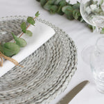 Made from moulded glass these plates feature on their outer edge lovely small glass beads. 