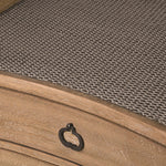 Crafted from luxurious bayur wood and topped with woven wicker, our Kendal bedside table boasts three spacious drawers accented with sleek metal handles.