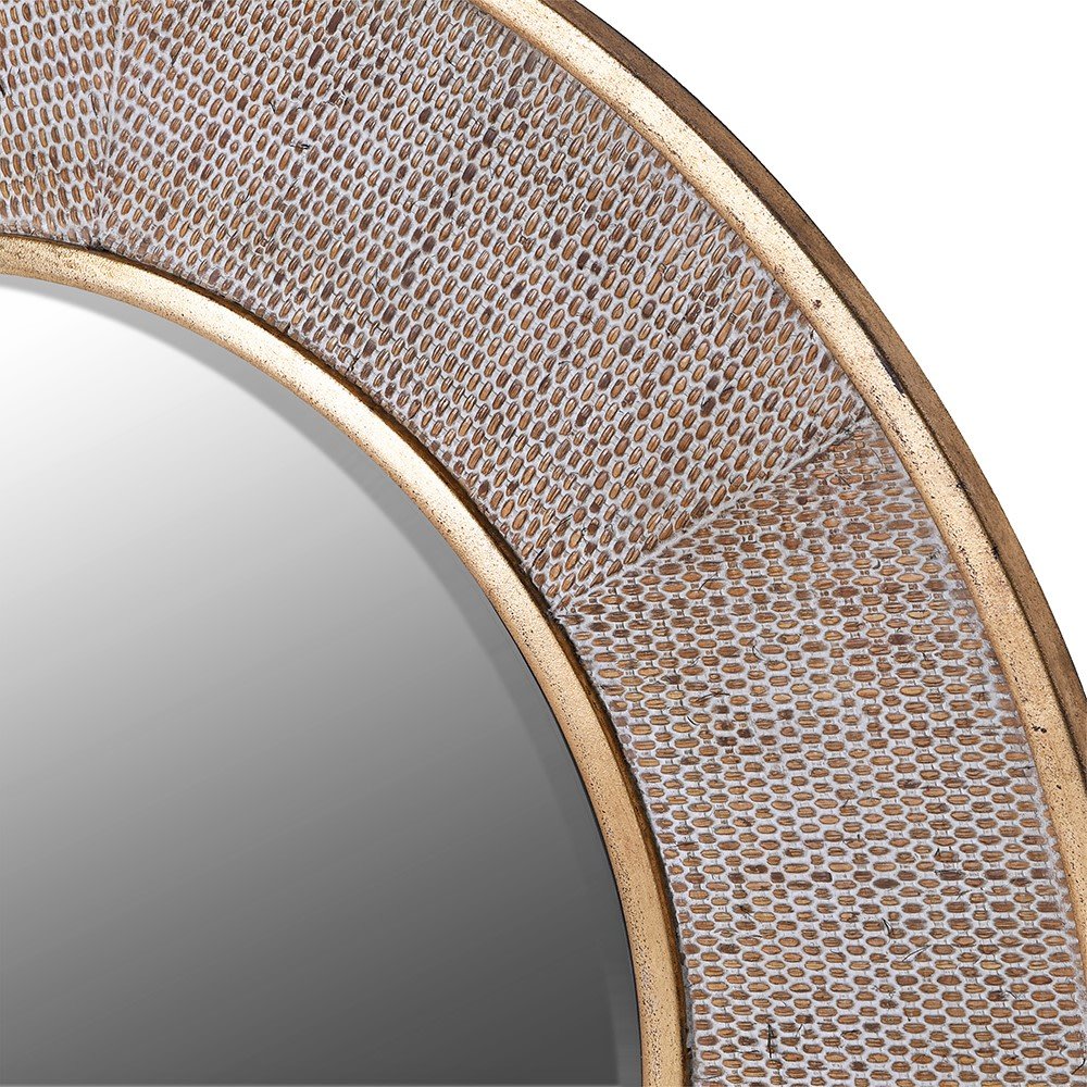Kendal Round Wall Mirror – Gold Rattan Effect Metal Frame | 100cm - CharlesTed Home