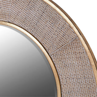 Kendal Round Wall Mirror – Gold Rattan Effect Metal Frame | 100cm - CharlesTed Home