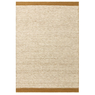 Lima handwoven wool rug in gold, full flat view with contrasting edge