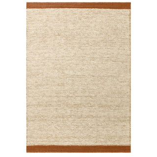 Lima handwoven wool rug in rust, full flat view with contrasting edge