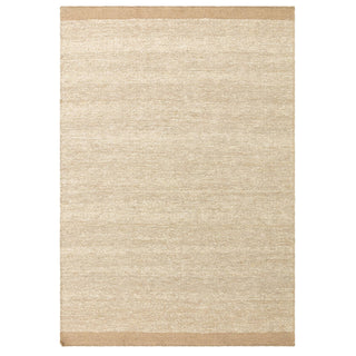 Lima handwoven wool rug in sand, full flat view with contrasting edge