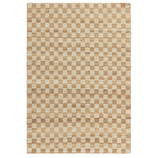 Uley hand woven checkerboard jute rug in natural