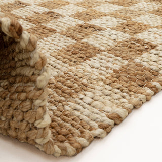 Uley hand woven checkerboard jute rug in natural, view 6