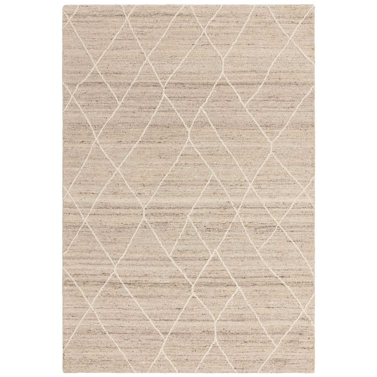 Noah hand tufted wool rug in natural, full flat view
