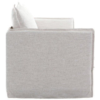 side arm of linen sofa