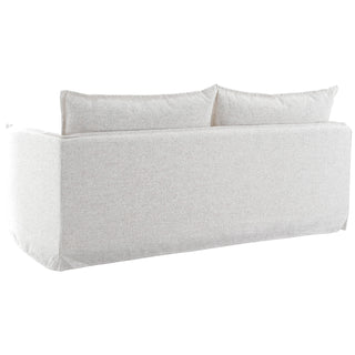 linen upholstered loveseat or sofa section with two matching back cushions, shown on a plain white background.