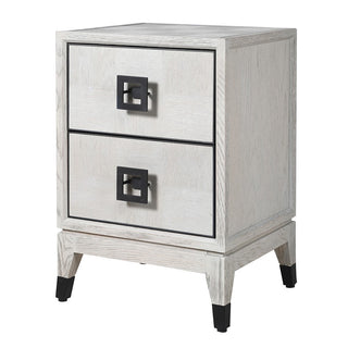 Pasadena Modern Farmhouse Oak Bedside Table with 2 Drawers - CharlesTed Home