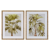 A set of two palm leaf framed wall art pieces complete in a bamboo effect wooden frame.