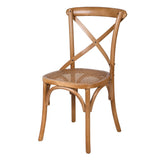 Charles Ted Pale Elm Cross Back Dining Chair | Natural Rattan Seat | Rustic Contemporary Dining Furniture