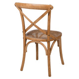 Charles Ted Pale Elm Cross Back Dining Chair | Natural Rattan Seat | Rustic Contemporary Dining Furniture