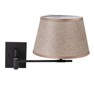 Rayan Bronze Swing Arm Wall Lamp with Natural Linen Shade - CharlesTed Home