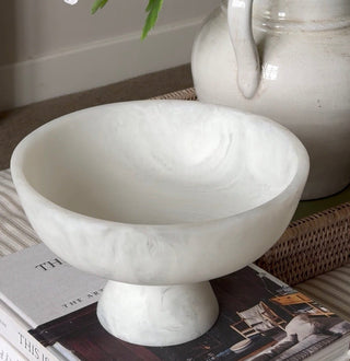 Rita White Resin Pedestal Bowl Decorative Centrepiece - CharlesTed Home