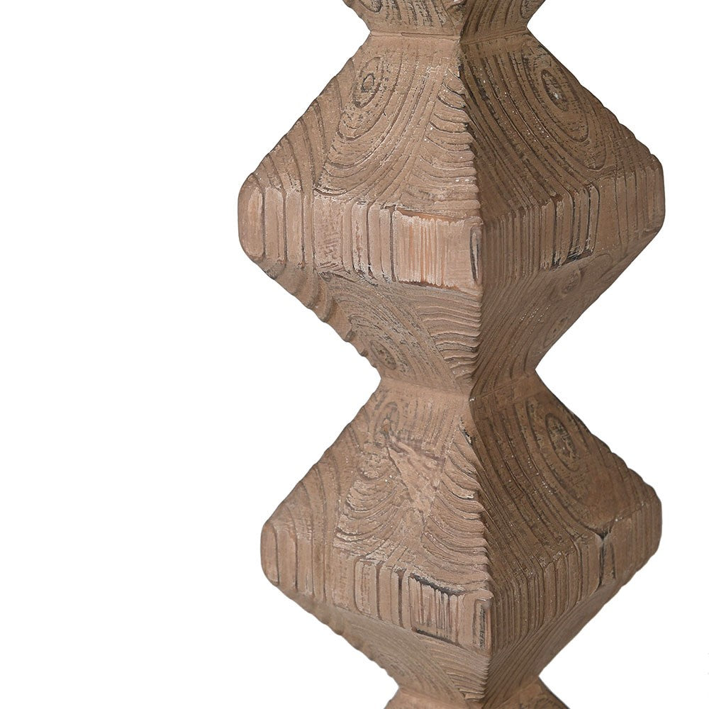 Close up picture of turned fir wood lamp post