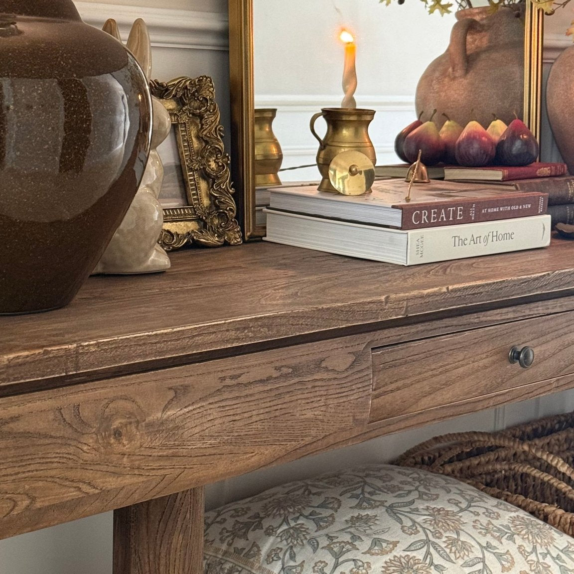Rustic Elm Wood Irving Console Table – Timeless Charm with Modern Functionality - CharlesTed Home