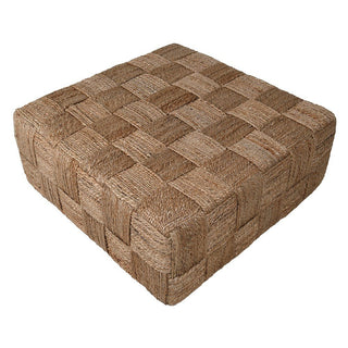 Brown woven ottoman on a white background