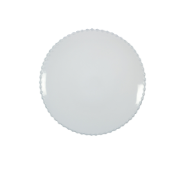 Round stoneware dinner plate with beaded rim