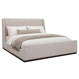 Idbury upholstered super king bed with dark plinth base