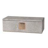 exquisite faux shagreen box with lid and complemented by a plush velvet interior.