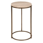 sienna travertine side table with bronze frame