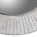 Charles Ted Rustic White Round Wall Mirror – Textured Frame Home Decor Accent