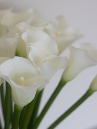 Tall Faux Calla Lily Arrangement in Cylinder Glass Vase – Elegant Artificial White Flowers - CharlesTed Home