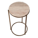 top view of sienna travertine side table