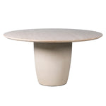 Round marble dining table with pillar base