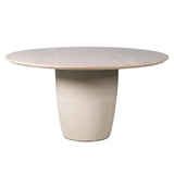 Round marble dining table with pillar base