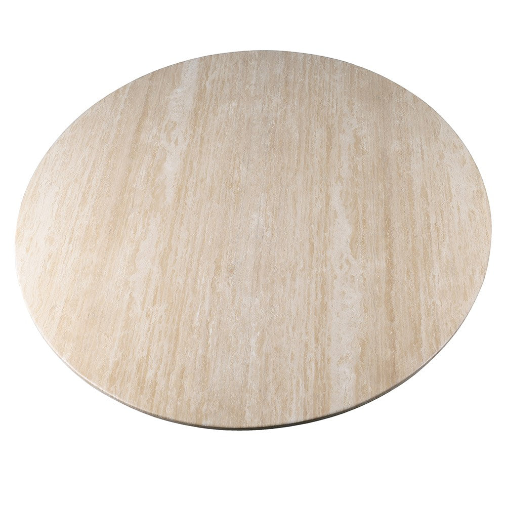 Round marble dining table with pillar base
