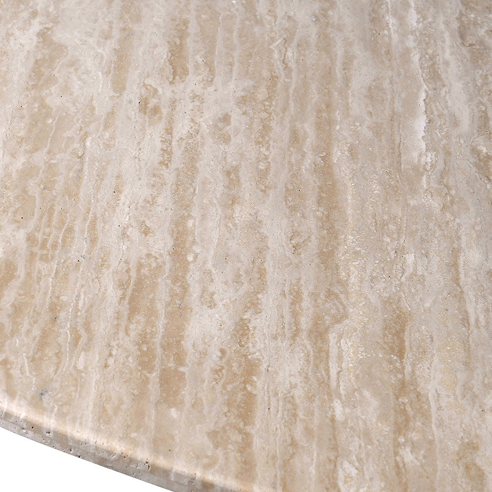 Round marble dining table with pillar base