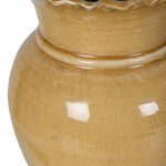 yellow ceramic vase with scalloped rim and glossy finish – rustic vintage home decor