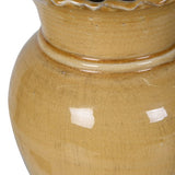 yellow ceramic vase with scalloped rim and glossy finish – rustic vintage home decor
