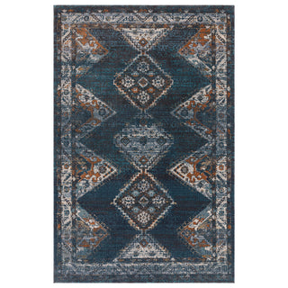 Zola Kian traditional rug in blue and green, full flat view