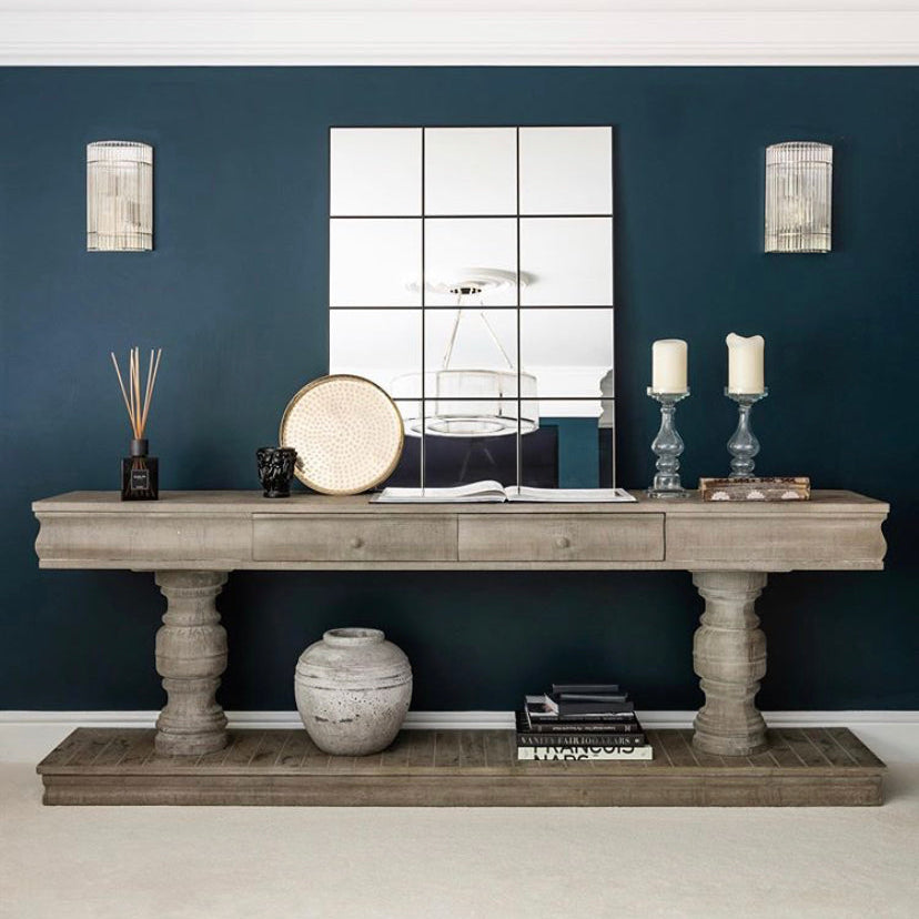 Charles Ted Sarah Console Table - Rustic Pine Elegance with Practical Storage